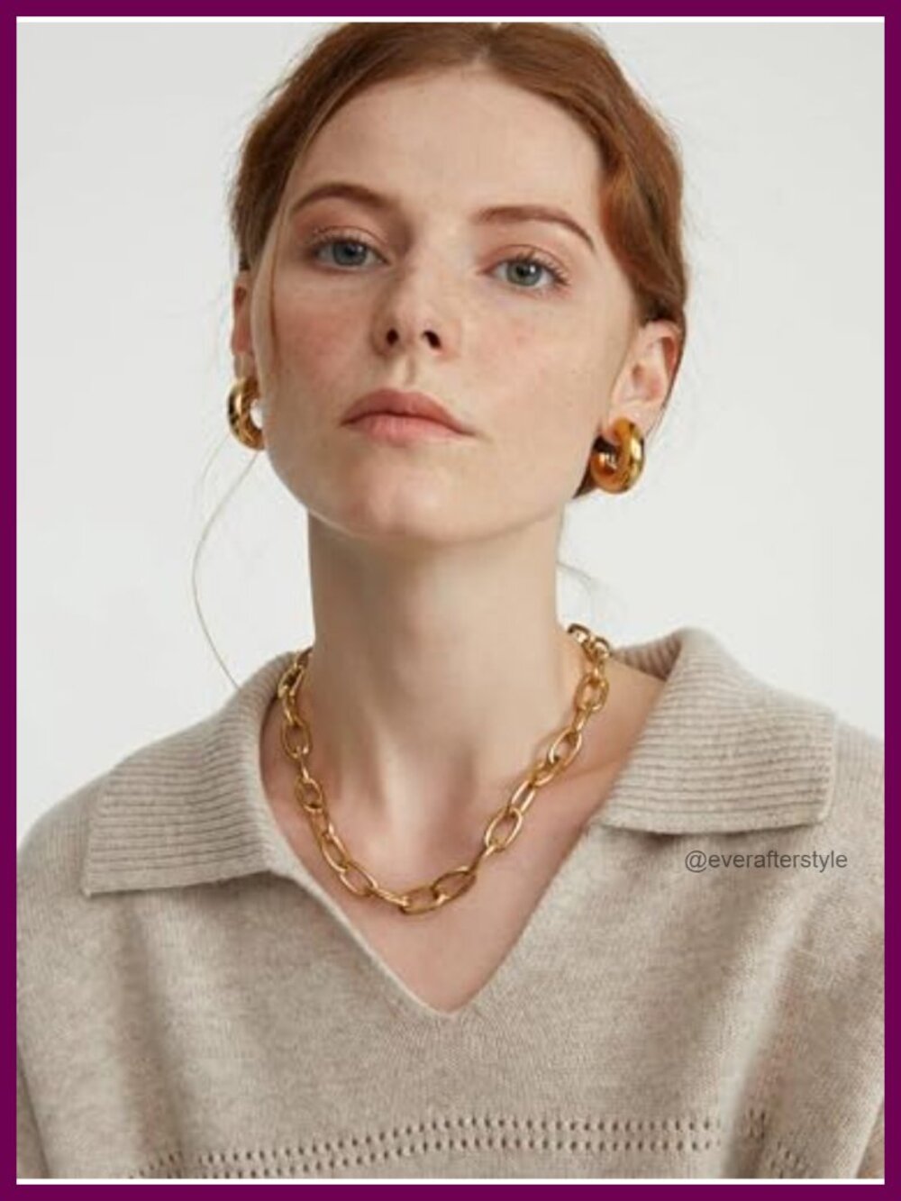 Waterproof Chunky Gold Hoops Earrings Non Tarnish 14K Gold Plated - Picture 4 of 6